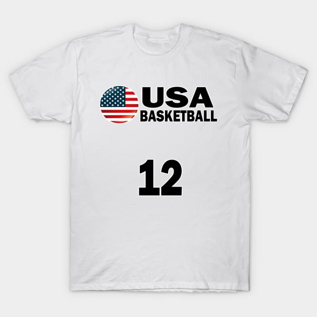 USA Basketball Number 12 T-shirt Design T-Shirt by werdanepo